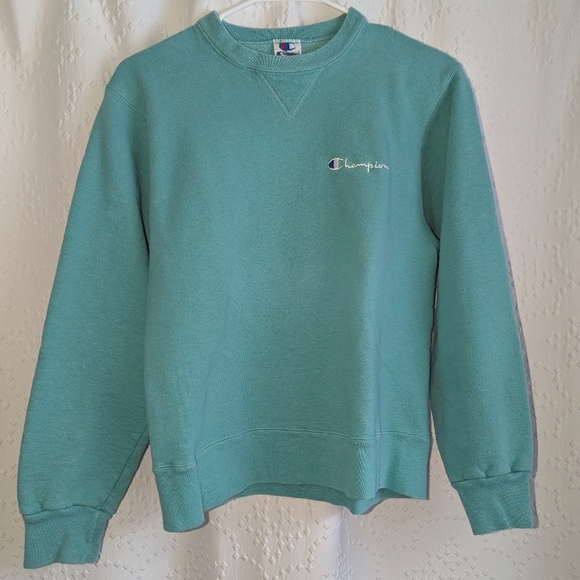 Vintage Champion Reverse Weave Seafoam Green 90s Crewneck Sweatshirt Pullover M - Picture 1 of 10